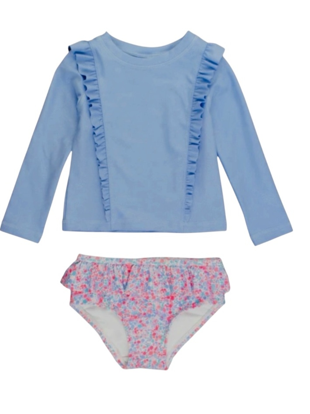 Ruffle Butts Baby Blue & Floral Two-Piece Swimsuit  12-18M